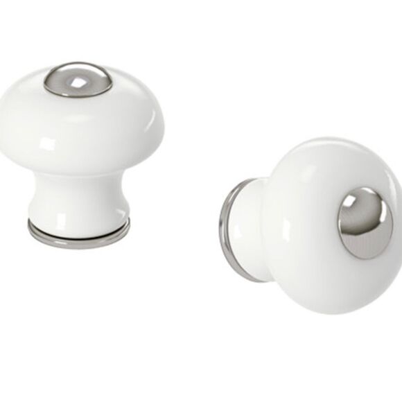 Set of 2 - IKEA HISHULT Retro White Porcelain Pack of 2 Drawer Knobs 23 mm 7/8" - Picture 2 of 5
